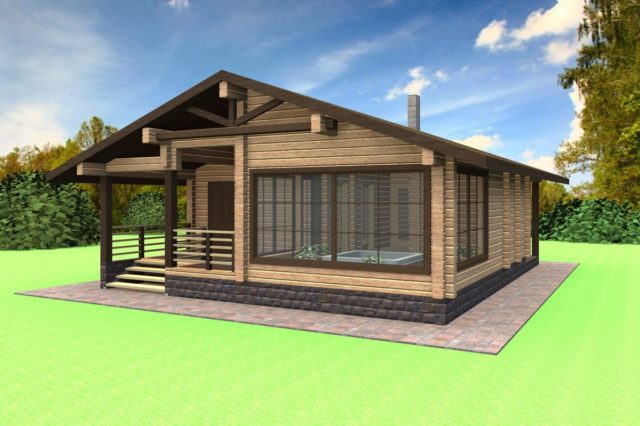 Баня из бруса с открытой террасой: материал и планировка