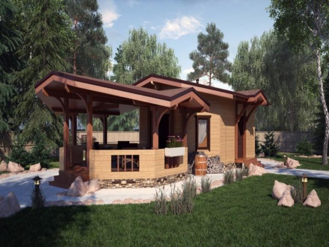 Баня с беседкой под одной крышей: фото, проекты и материалы