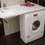 3 варианта размещения стиральной машинки под накладной раковиной по высоте